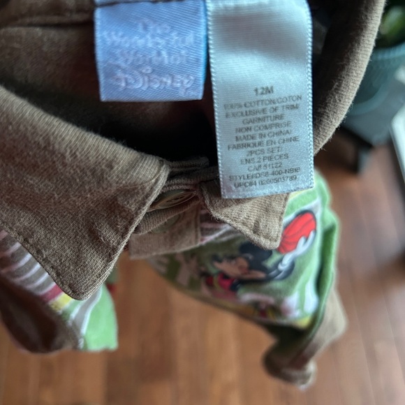 Vintage Disney Mickey Short Sleeved‎ Polo Shirt 12M Striped Basketball Collar - Picture 4 of 4